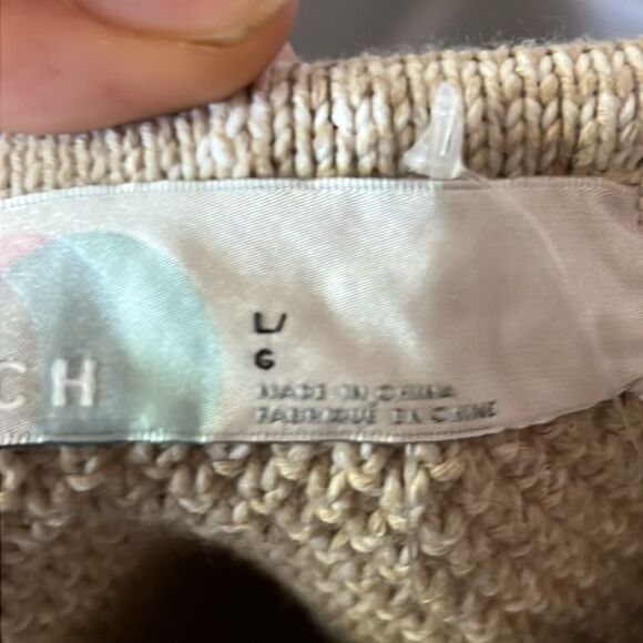 New Free People Beach Knit Spaghetti Strap TieTop Neutral Tan Large - Picture 3 of 4